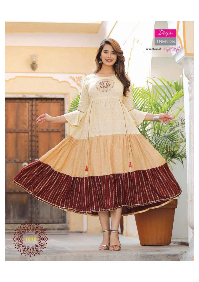 Groom 1 Ethnic Wear Rayon Printed Designer Latest Fancy Anarkali Kurti Collection